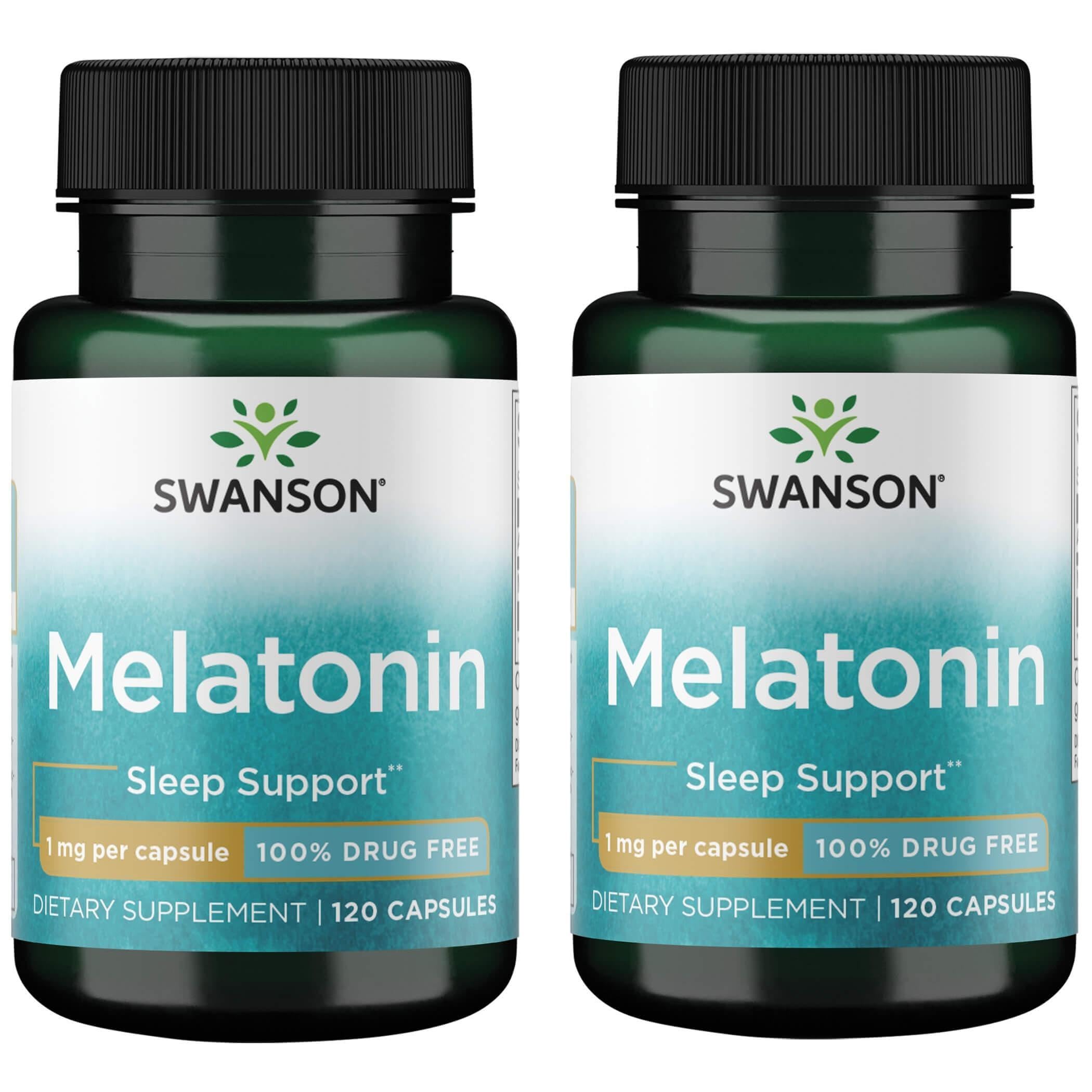 Melatonin - Herbal Supplement - Sleep and Relaxation - 120 Capsules, 1mg Each (2 Pack)