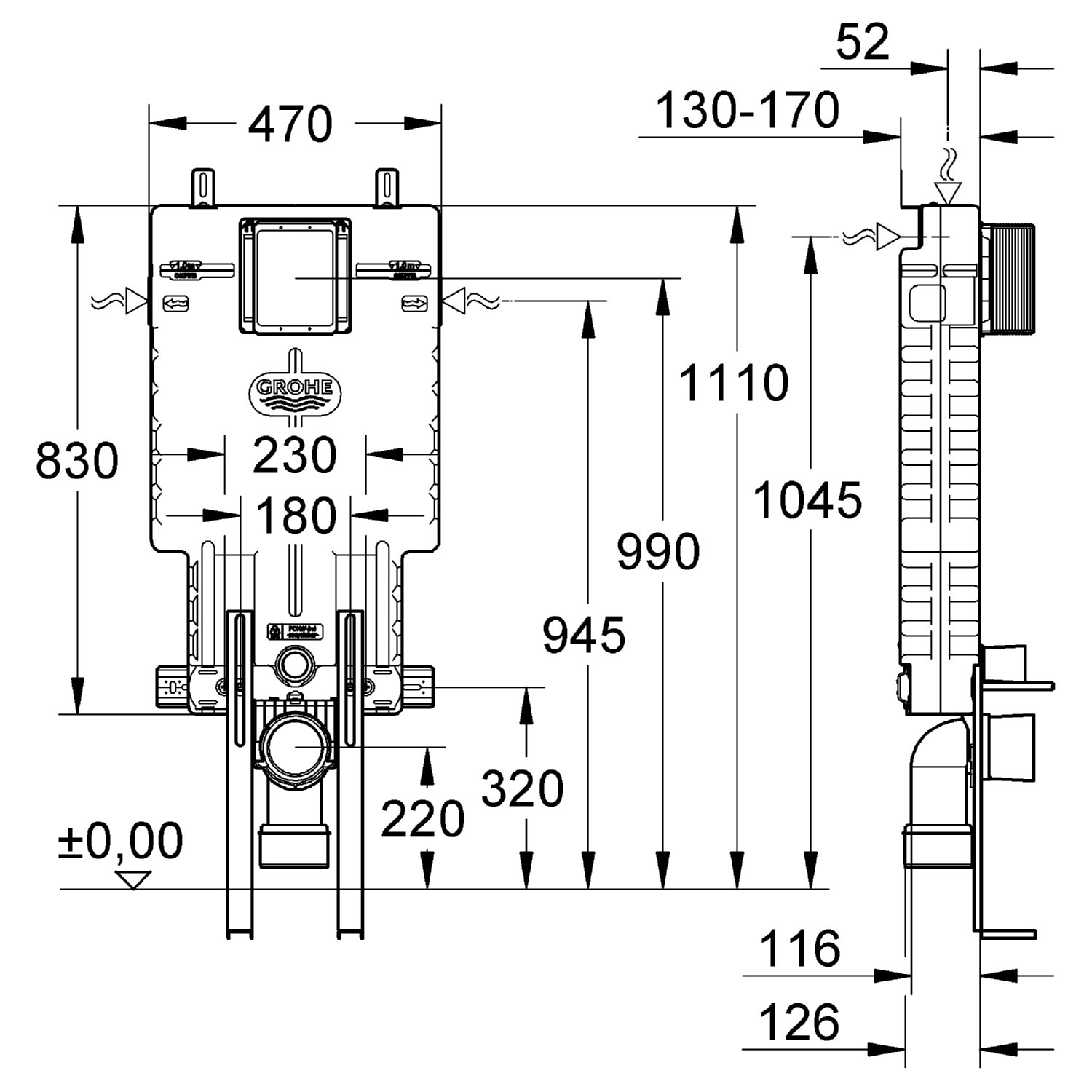 Grohe Set Uniset Wc 6L. Con Pies De Apoyo (38642001)