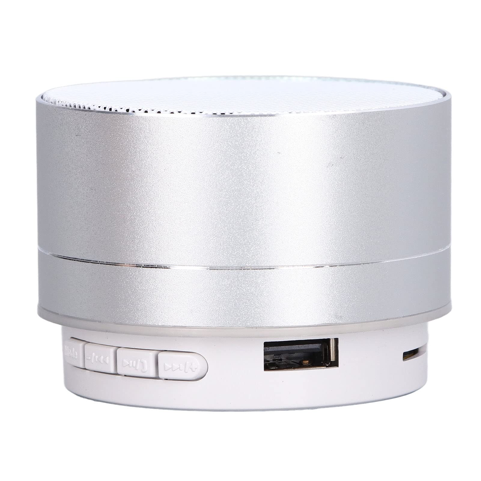 LED Portable Speaker Subwoofer for Birthday Gift High Definition Stereo for Outdoor Party Aluminum Alloy Material Silver Grey