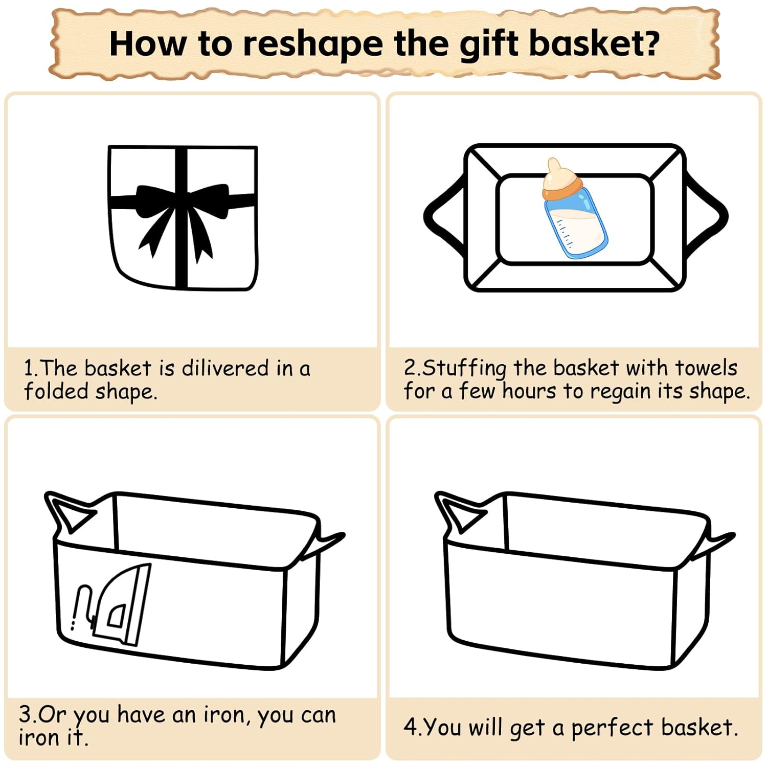 OIAHOMY 19L Woven Basket, Gift Basket Empty with Gift Bags and Ribbons, Rope Baskets for Baby Showers, Storage Baskets with Handles for Nursery, Pet Toy Organizer - Pink - Image 7