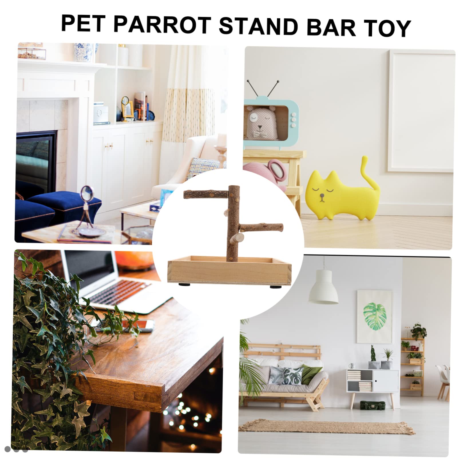 Percha de Madera para Loros, Juguete de Escalada y Soporte | Beige, para Periquito y Agapornis, Portátil, Ayuda al Ejercicio Equilibrio