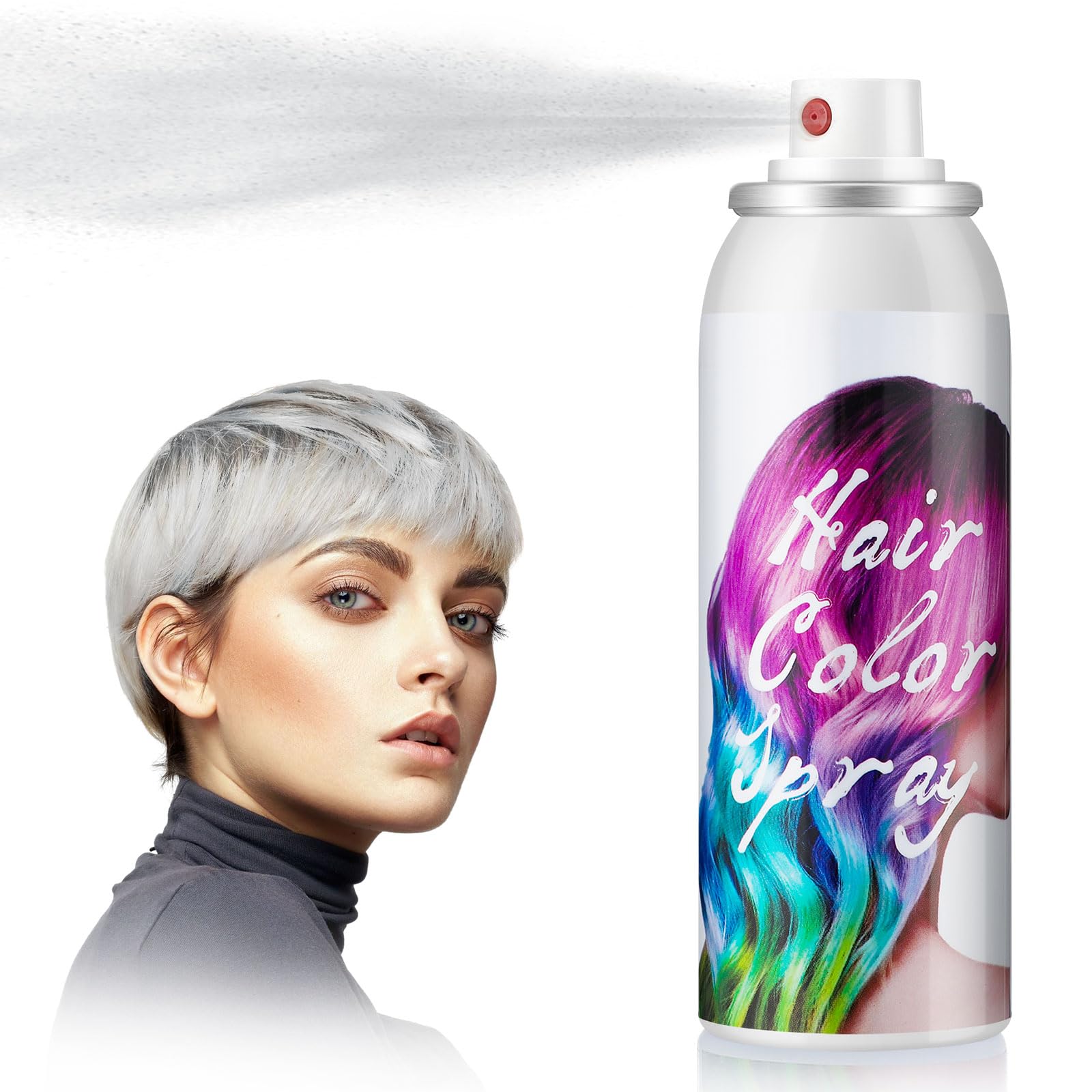Spray Colore per Capelli, Spray per Capelli Temporaneo Colorato Bianco, Tintura per Capelli One Time, Tintura Rapida, Facile da Lavare per Cosplay Halloween, Adatta a Bambini e Adulti - 100 ml