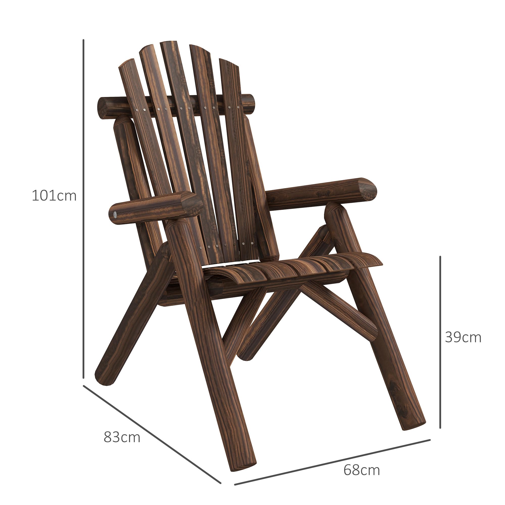 Outsunny fotel Adirondack drewniany 83x68x101 cm węglowy