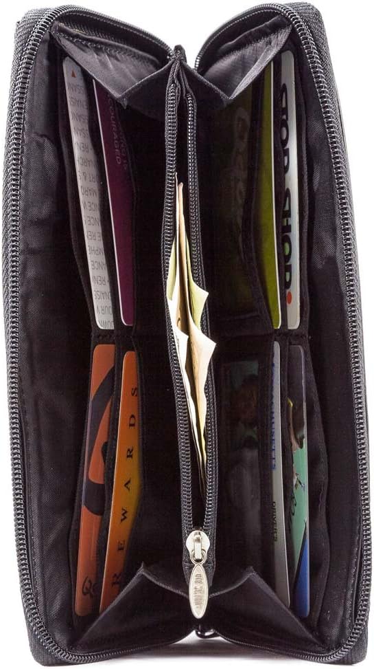 Big Skinny Women's Panther Leather Clutch Slim Wallet, Holds Up to 40 Cards