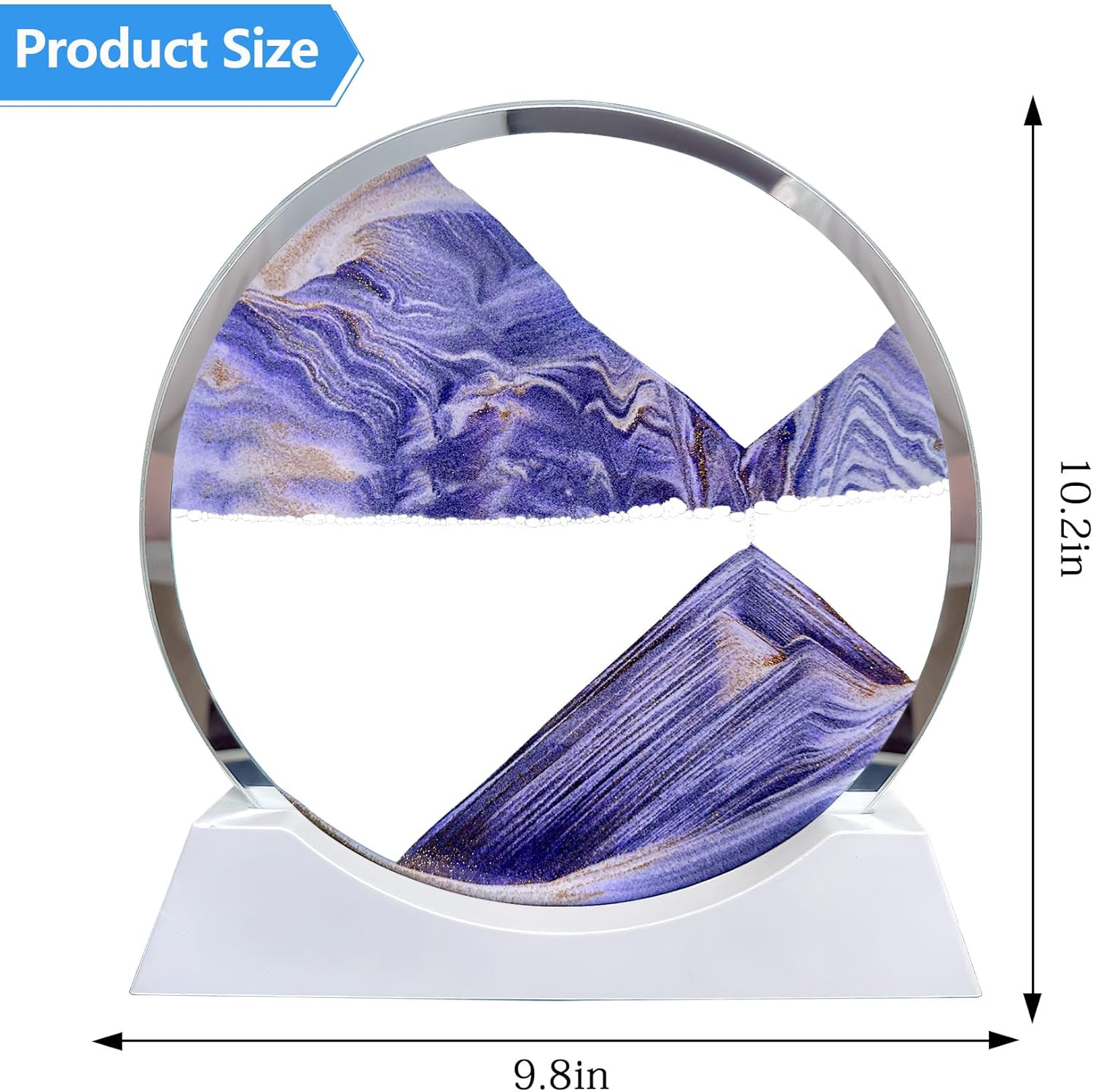 Aoderun 12" Moving Sand Art Liquid Motion with Light 3 Color Changing Moving Sand Art Picture Round Glass 3D Deep Sea Sand Art Sandscapes for Adult Relaxing Toys Desktop Home Office(Purple)
