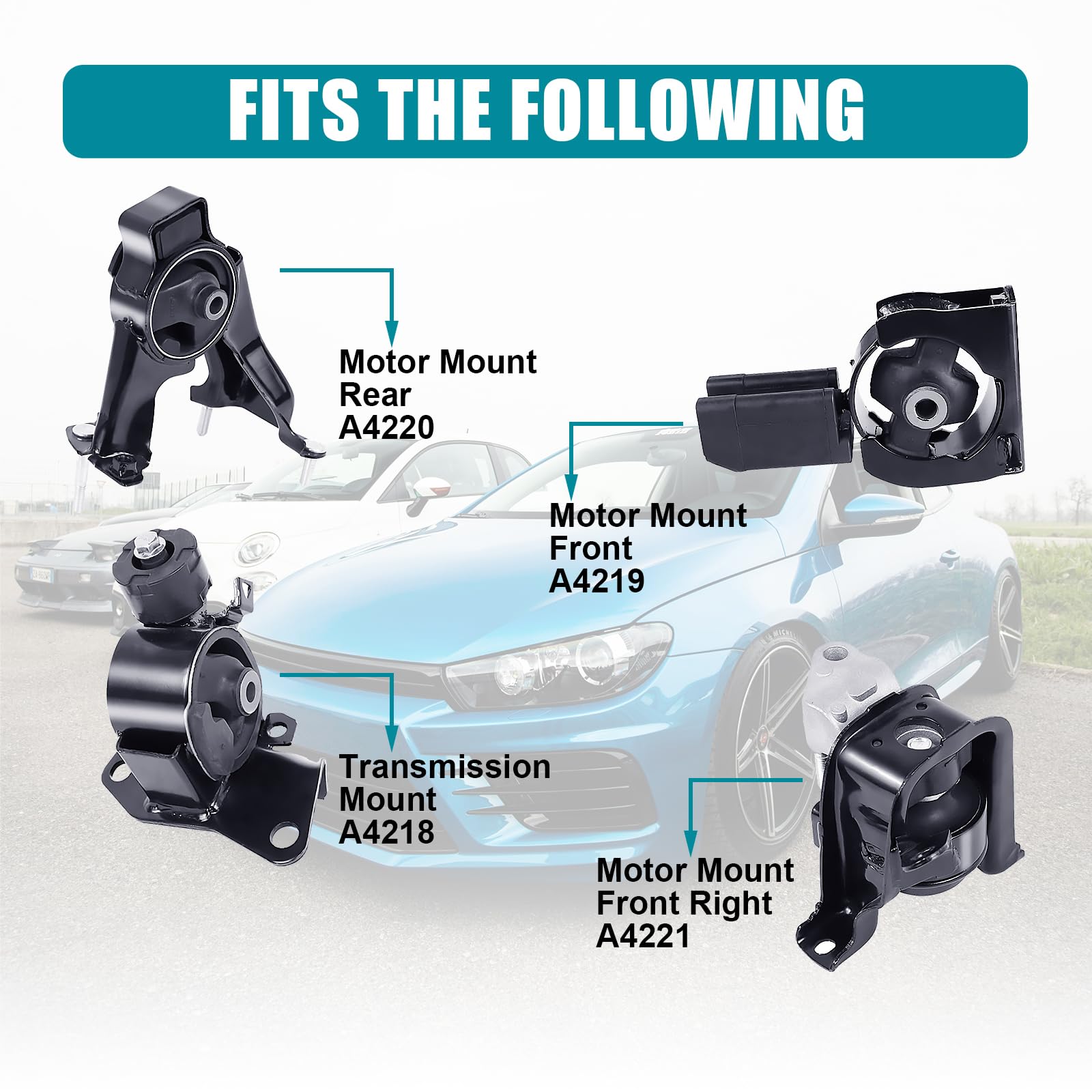 4pc Engine Motor And Transmission Mount Set For Toyota Corolla Matrix Pontiac Vibe 2003–2008