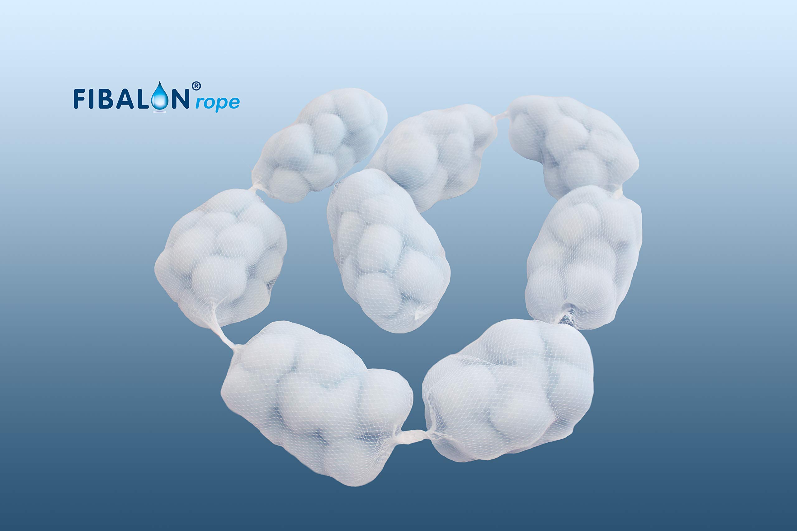Floculant Rope Filtre en fibre de polymère innovant pour installations de filtre à sable avec 8 filets Fibalon.