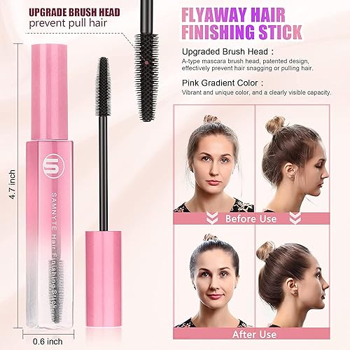 Miniatura 2 de Samnyte Flyaways Hair Stick (paquete de 4) - Domador de cabello, rímel de acabado y potenciador de brillo