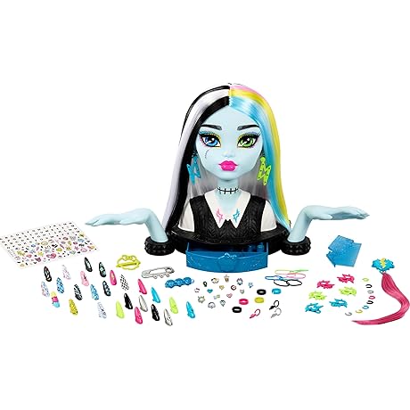 Frankie Stein Monster High Doll Head for Hair Styling with 65+ Accessories
