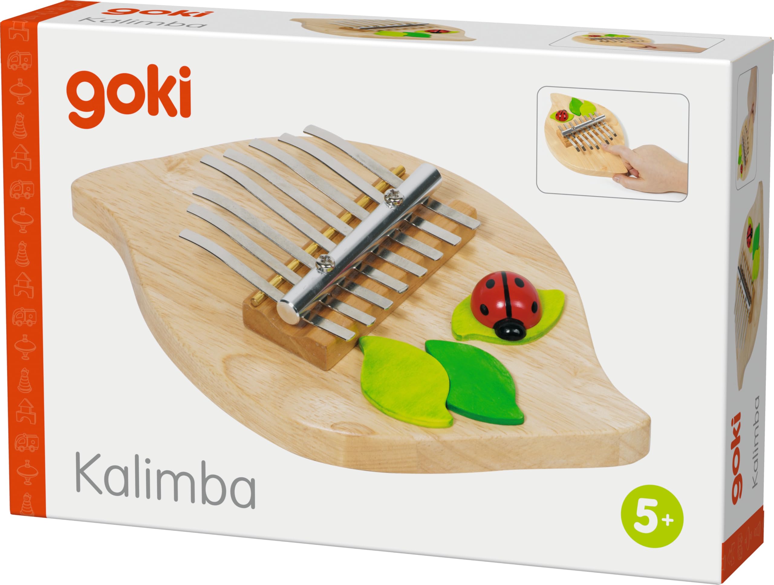 goki 61975 - Kalimba Kinder Daumenklavier aus Holz - Musikinstrument mit 8 Tönen - Klangspiel für Kinder - Holz Musikinstrument für erste Musikerfahrungen ab 5 Jahren - 22 cm