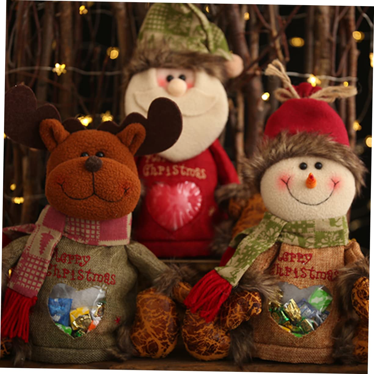 FRCOLOR 2 Pièces de noël de rangement rangement sachet confiserie christmas sachet bonbon sacs transparents de fête de Noël ornement de bureau de Noël
