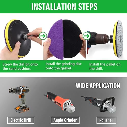 Miniatura 32 de Kit de 16 almohadillas de pulido de diamante seco en húmedo, almohadilla de lijado de diamante de 4 pulgadas, grano 30-6000 con placa de respaldo