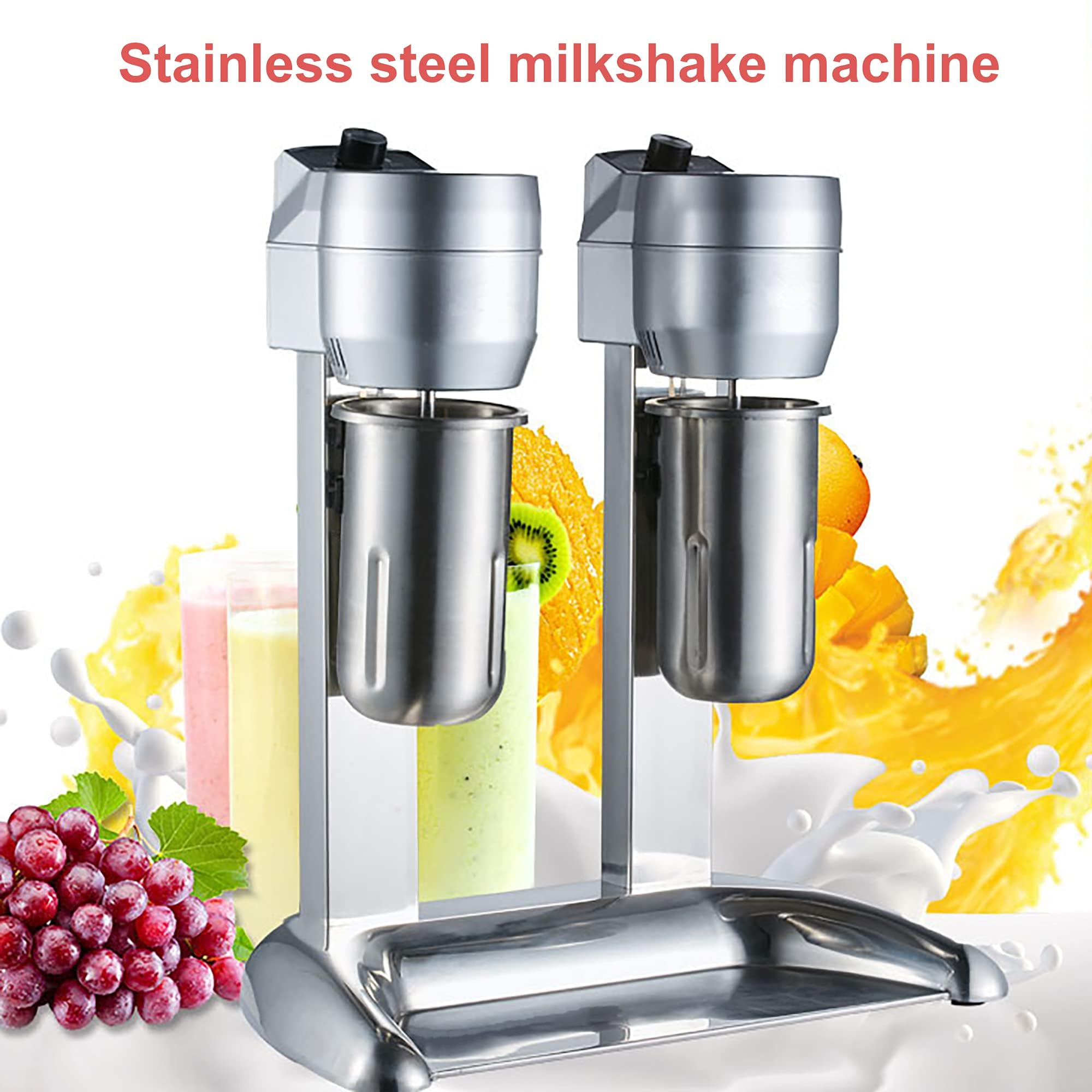 Machine à milkshake électrique, machine à milkshake en acier inoxydable, mélangeur de boissons à double tête réglable en vitesse, équipement de boissons mélangeur de mousse de lait smoothie pour