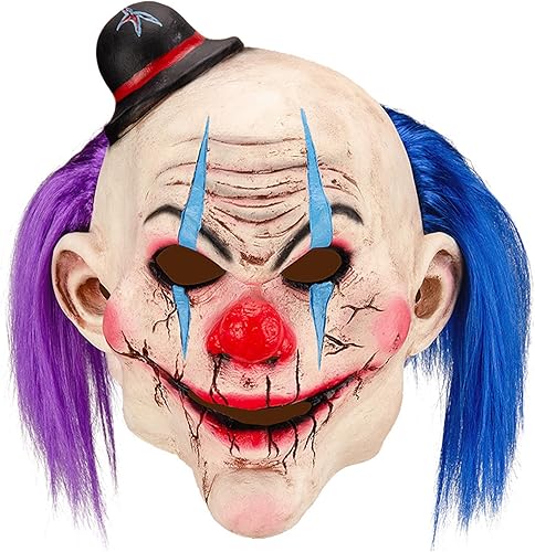 Máscara de payaso espeluznante con sombrero, máscara de payaso demonio de cabeza completa, máscara de payaso asesino de terror para fiesta de disponible en Yaxa Venezuela