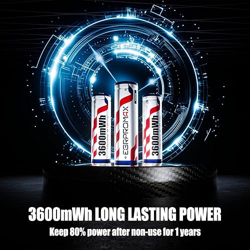 Miniatura 9 de Paquete de 16 baterías recargables AA de litio de 1.5 V, batería doble A de alta capacidad de 3600 mWh con voltaje constante para dispositivos de