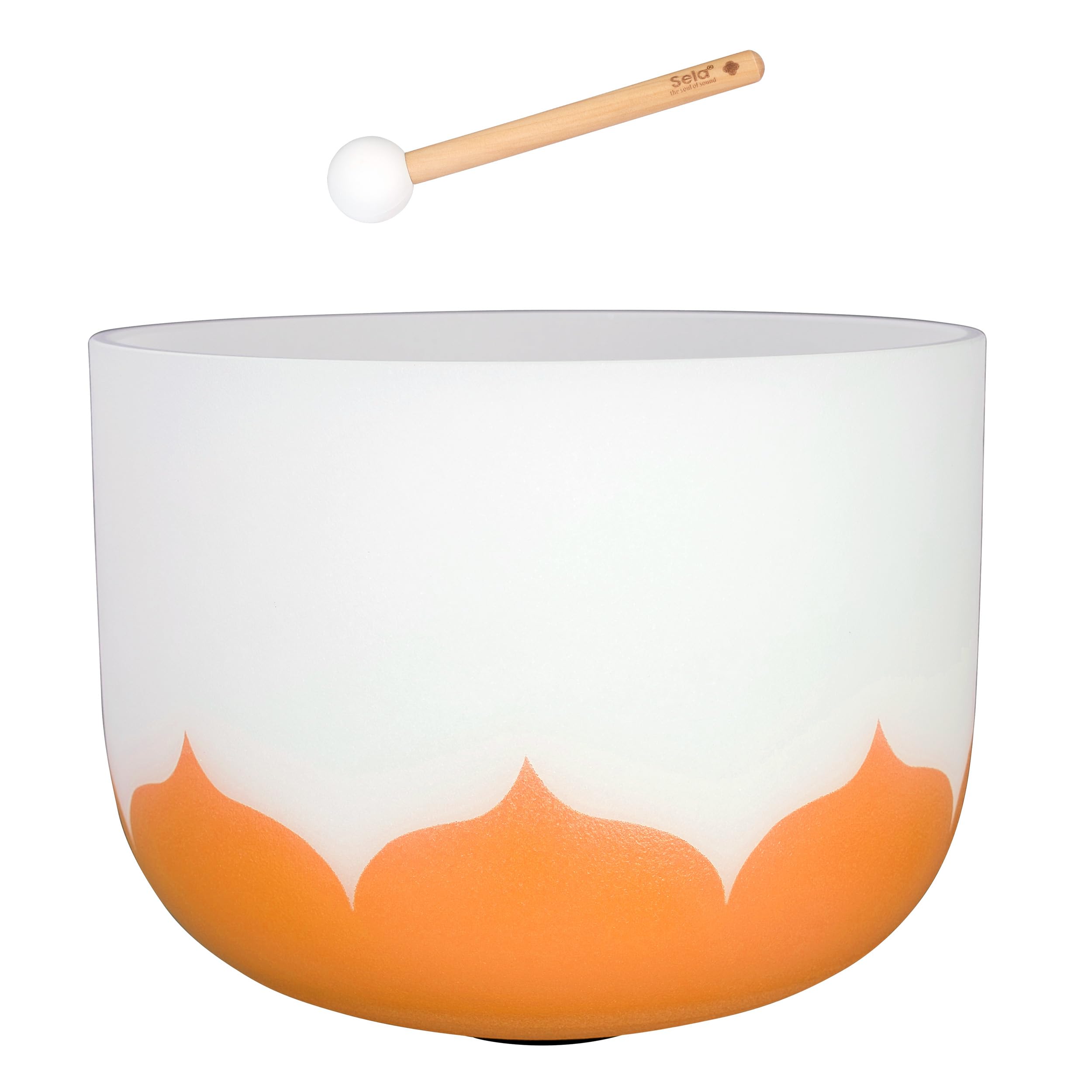 13 Inch Crystal Singing Bowl Set Lotus 432Hz D - Orange (Sacral Chakra)