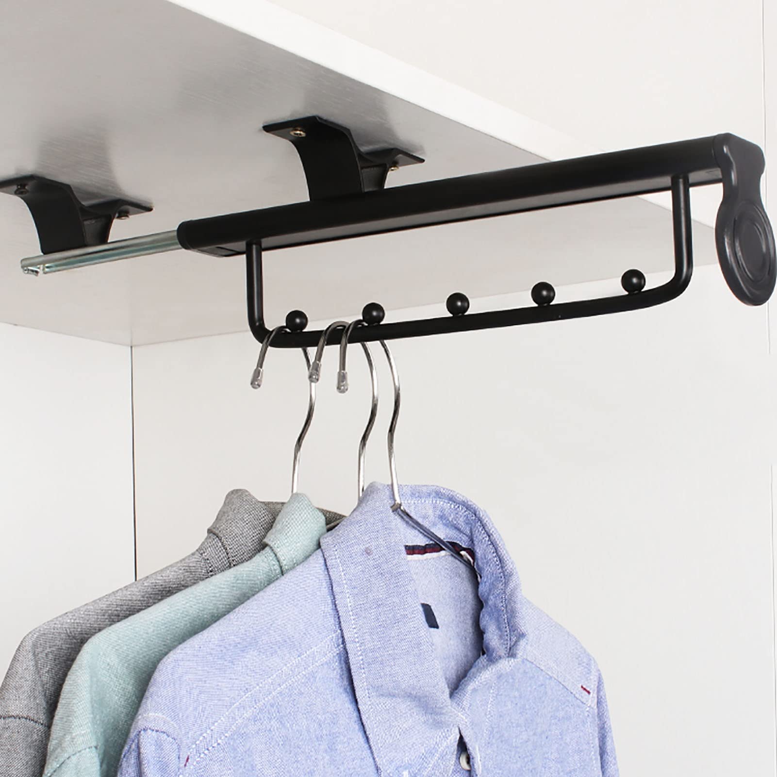 Wardrobe rail Pull-Out Extendable Closet Valet Rod, Sliding Wardrobe Clothes Rails，Clothing Hanger for Laundry(30cm)