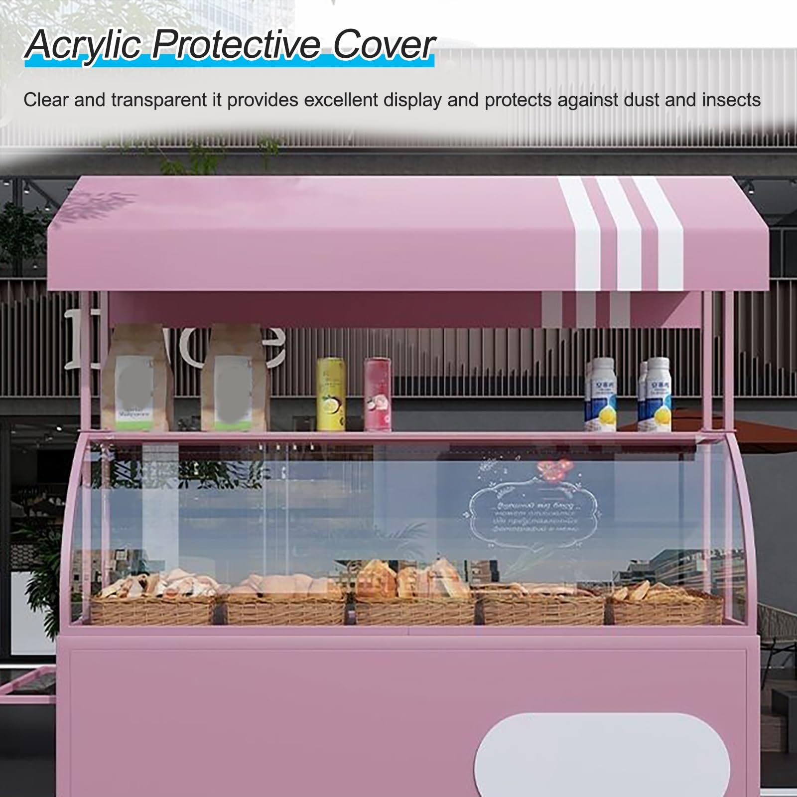 Heavy Du Food Cart con ruote, fornitore di ferro creativo nd con tettuccio parasole e scatola Sto per vendere ac, dolci e giocattoli - Giallo portatile