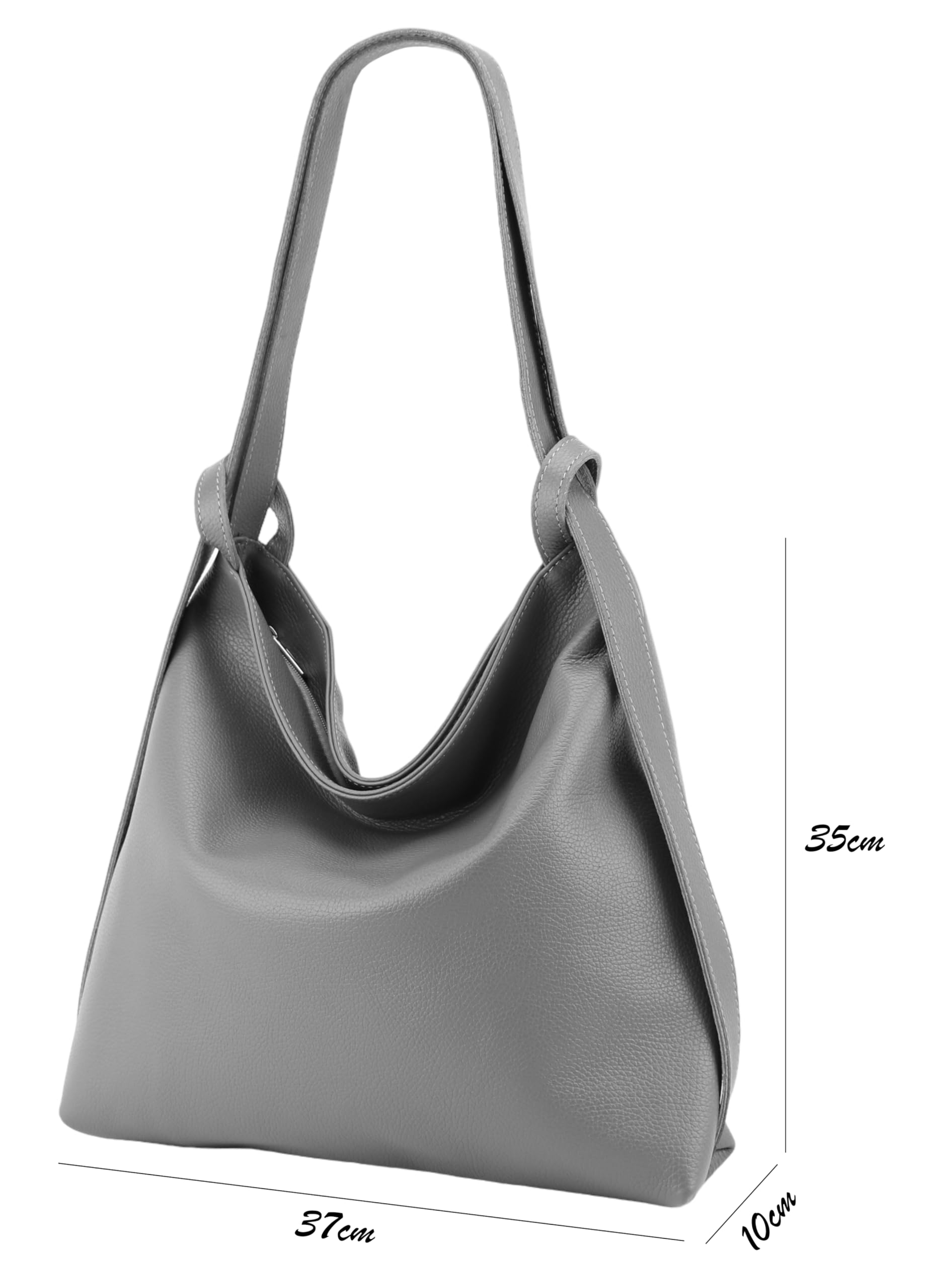 SH Leder 2in1 Handtasche Rucksack Damen Schultertasche DayPack CityRucksack aus Echt genarbt Leder (B 37cm x H 35cm) Rica G699
