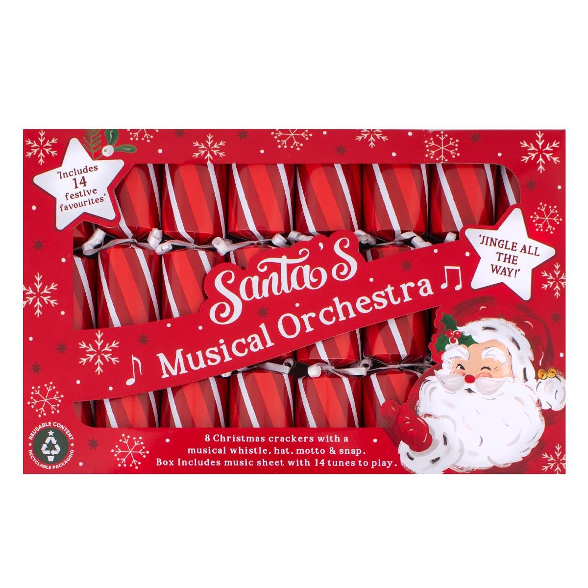 YöL 8 Musical Whistle Christmas Crackers - Festive Family Novelty Xmas Dinner Party Celebration