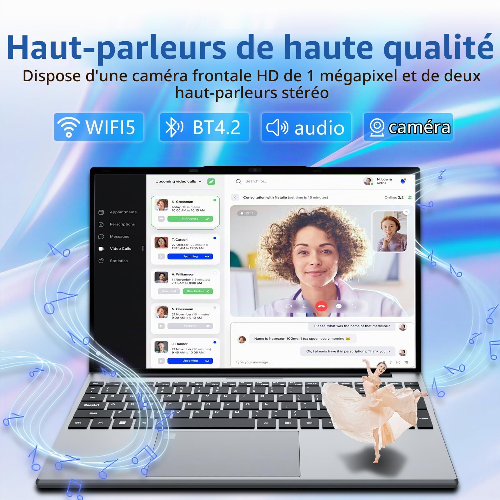 15,6 Pouces Ordinateur Portable avec Celeron N150 Processeur, PC Portable Win 11 16Go DDR4 RAM 512Go SSD, Laptop avec Clavier Rétroéclairé/Déverrouillage Empreinte Digitale, Laptop WiFI5 USB3.0 HDMI
