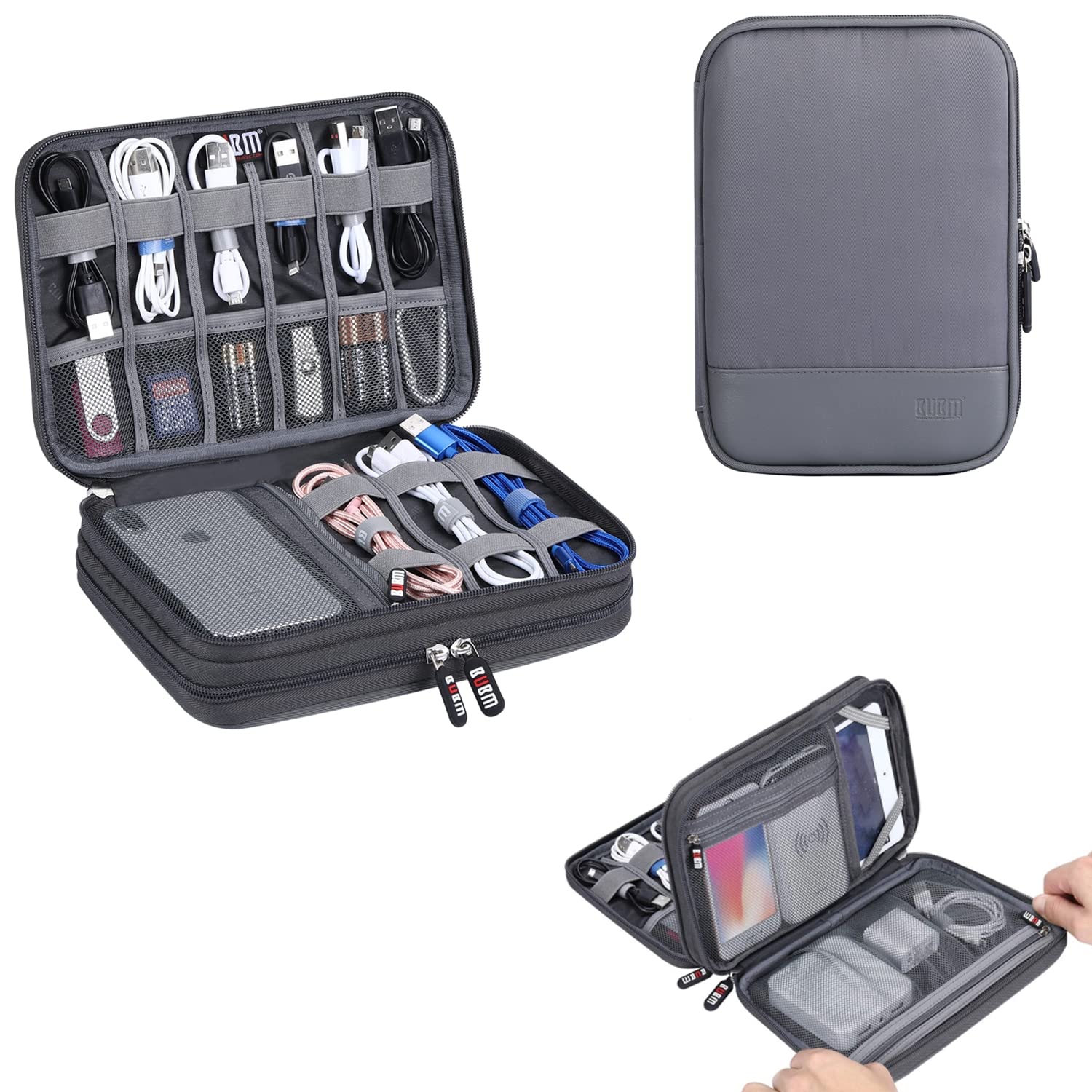 Lacdo Organiseur électronique Sac De Câble De Voyage Pochette Accessoires Techniques Étui De Portable Étui Double