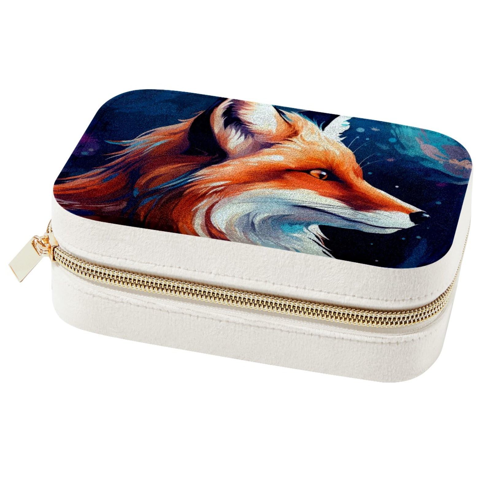 Boîte à bijoux de voyage renard compacte pour ranger bagues et colliers