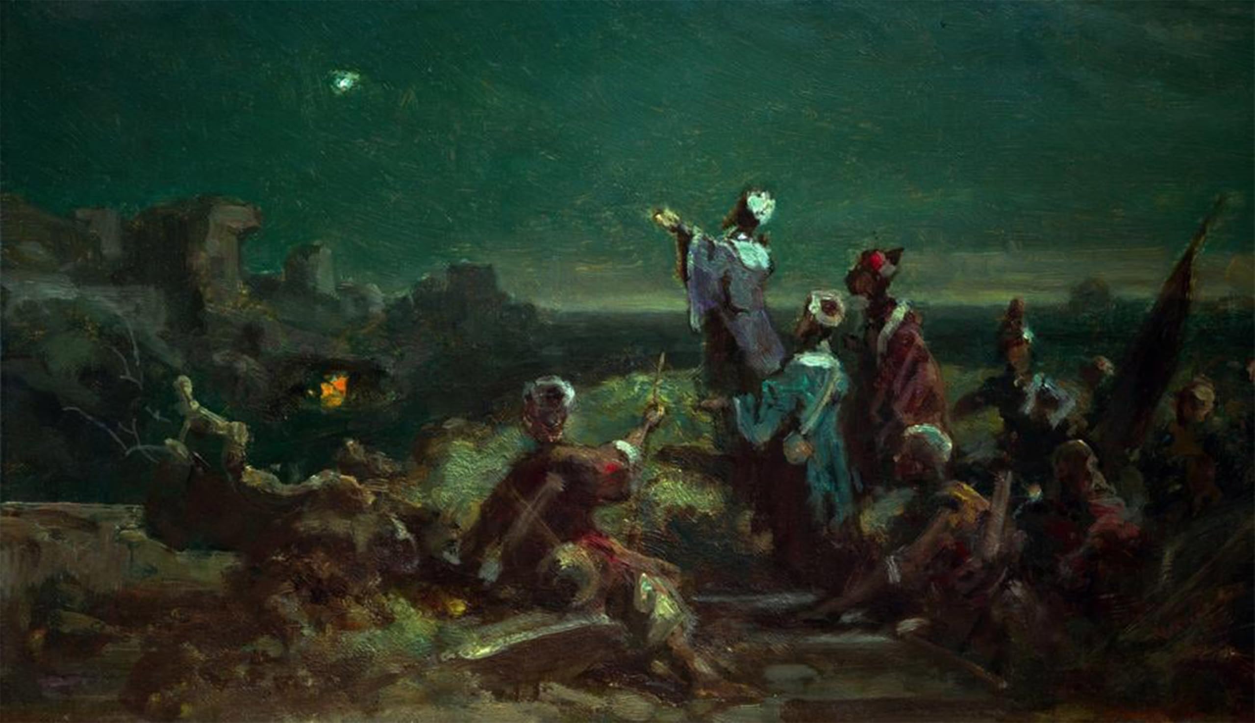 SERENDIPITP Vintage Picture Print on Canvas Wall Art Poster The star of Bethlehem by Carl Spitzweg Artwork Print Poster for Wall Decor 60x90cm