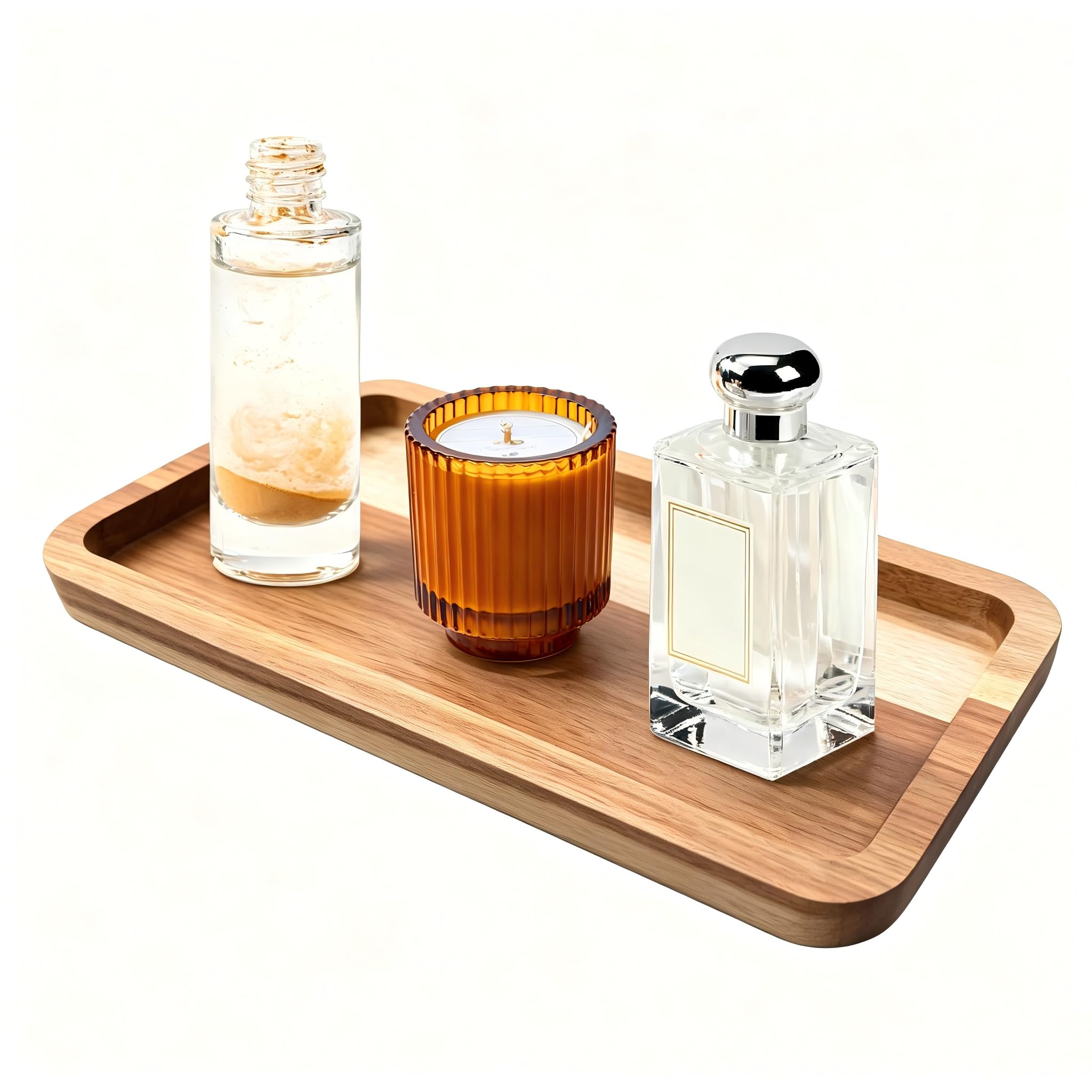 Vanity Bathroom Tray for Counter, Wood Tray for Bathroom, Toilet Tank, Perfume 11.8L x 5.9W x 0.8H inch (Acacia)