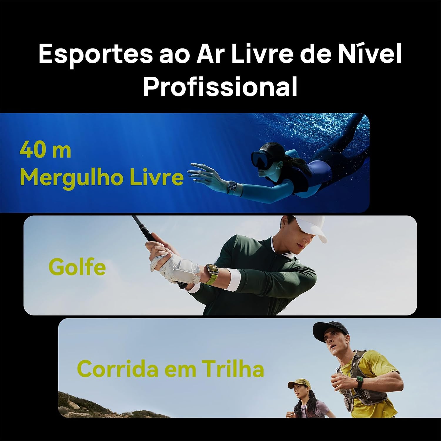 Smartwatch, HUAWEI WATCH FIT 4 Pro, Esportes ao Ar Livre de Nível Profissional, Vidro de Safira e Titânio, Mapa de Campos de Golfe, Compatível com iOS e Android, Preto