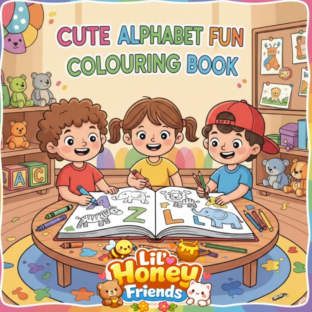 Cute Alphabet Fun Coloring Book: Little Honey & Friends
