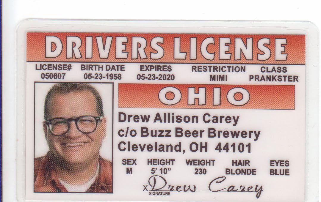 Drew Carey Novelty Drivers License / Fake I.d. Identification for The Price is Right Fans