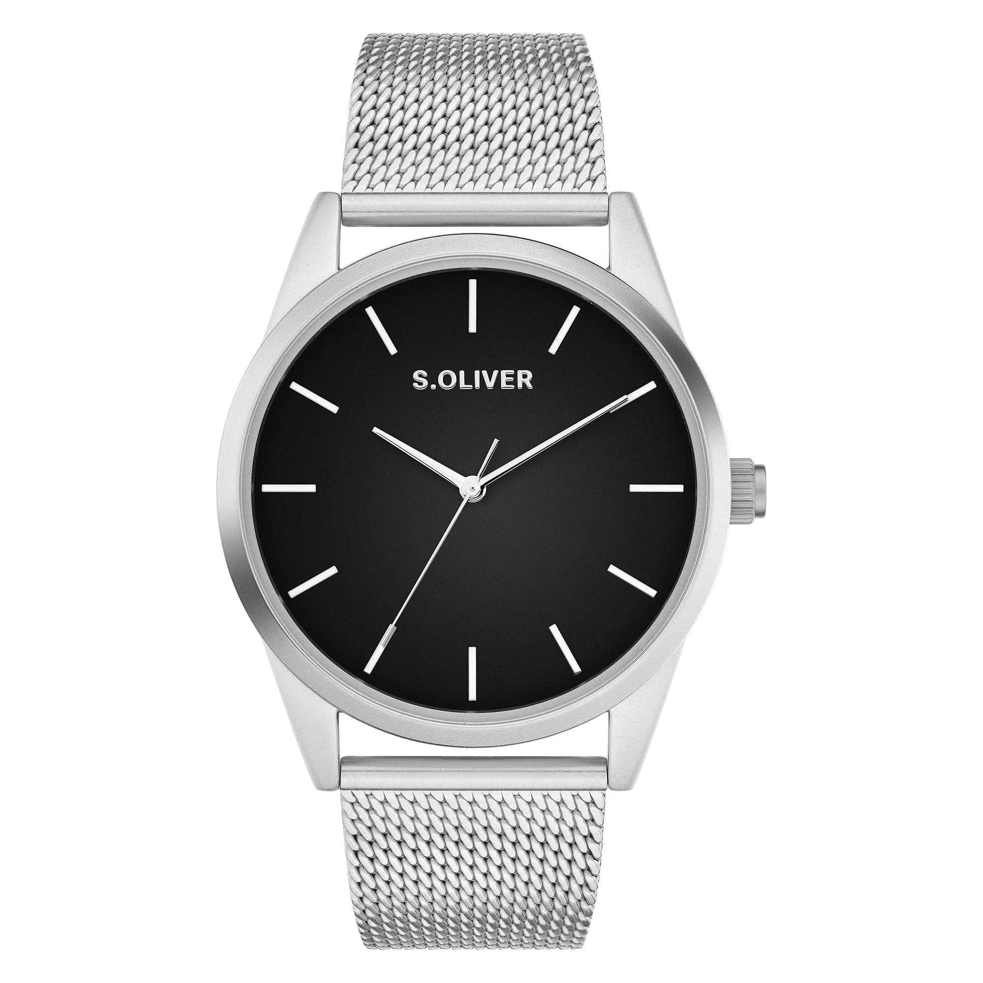 s.Oliver Men's Watch – Round – Silver – 42 mm – Metal Watch with Quartz Movement on Stainless Steel Strap with Folding Clasp – Analogue Watch – 3 ATM Waterproof – Scratch-Resistant