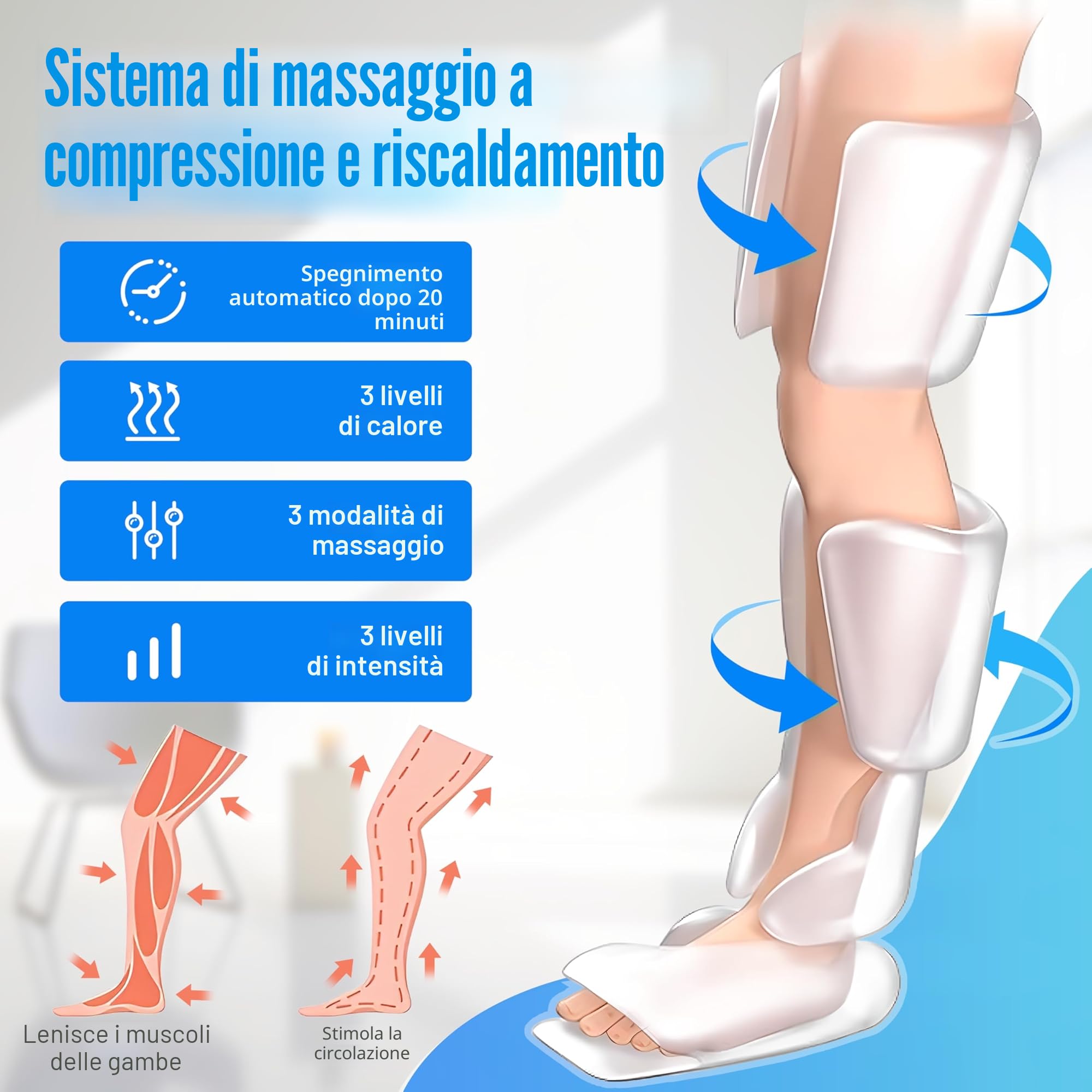 COMFIER Massaggiatore per gambe, a compressione, al polpaccio, con calore, regali per uomini, 3 impostazioni di calore e 3 intensità, nero