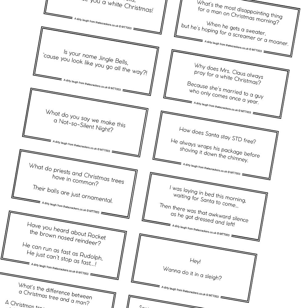 That's Crackers! Dirty Christmas Cracker Jokes for Adults | Set of 12 | For Cracker Making