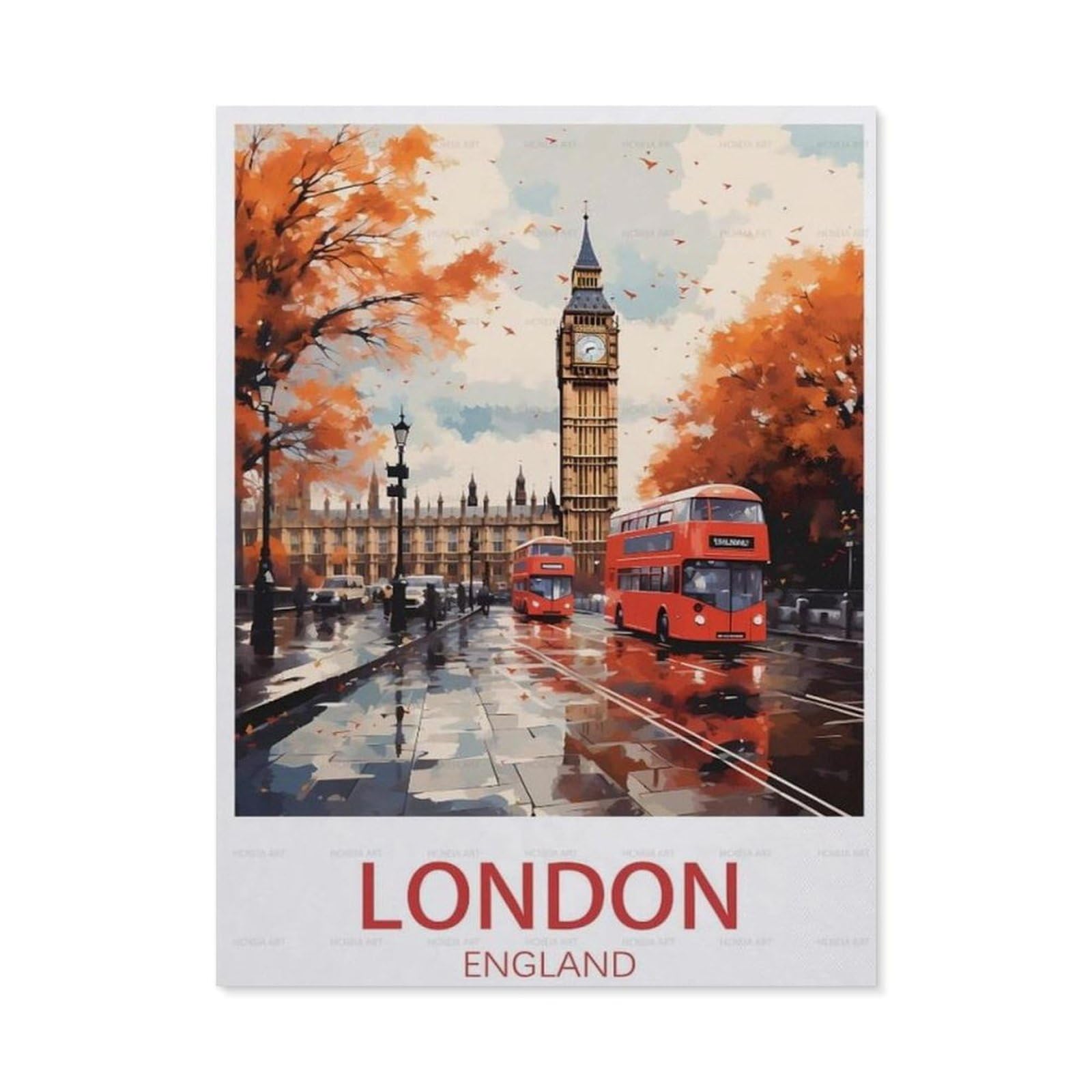 BEAYODKP Paint by Numbers，London England Vintage Travel Poster，Exquisite Oil Painting by Numbers Kits for Beginners(40x50cm-AM42