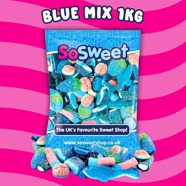SoSweet Blue Sweet Mix – 1kg Bulk Bag | Fruity Blue-Themed Pick & Mix Sweets | Party Candy, Sweet Tables, Events | Long Shelf Life - 1