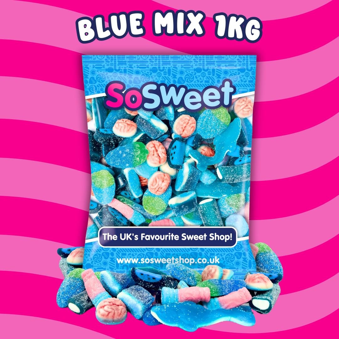 SoSweet Blue Sweet Mix – 1kg Bulk Bag | Fruity Blue-Themed Pick & Mix Sweets | Party Candy, Sweet Tables, Events | Long Shelf Life