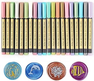 20-Color Metallic Marker Pen Kit for Decorating Wax Seal Stamp, Premium Pen Set for Wedding Envelopes, Fits All Wax Seal Beads or Sticks