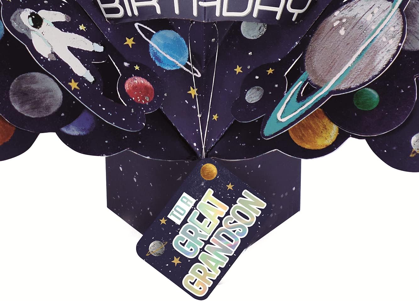 Great Grandson Space Rocket Birthday Pop Up Greeting Card 3D Pop-Up Cards POP206MC16, Dark - Image 3