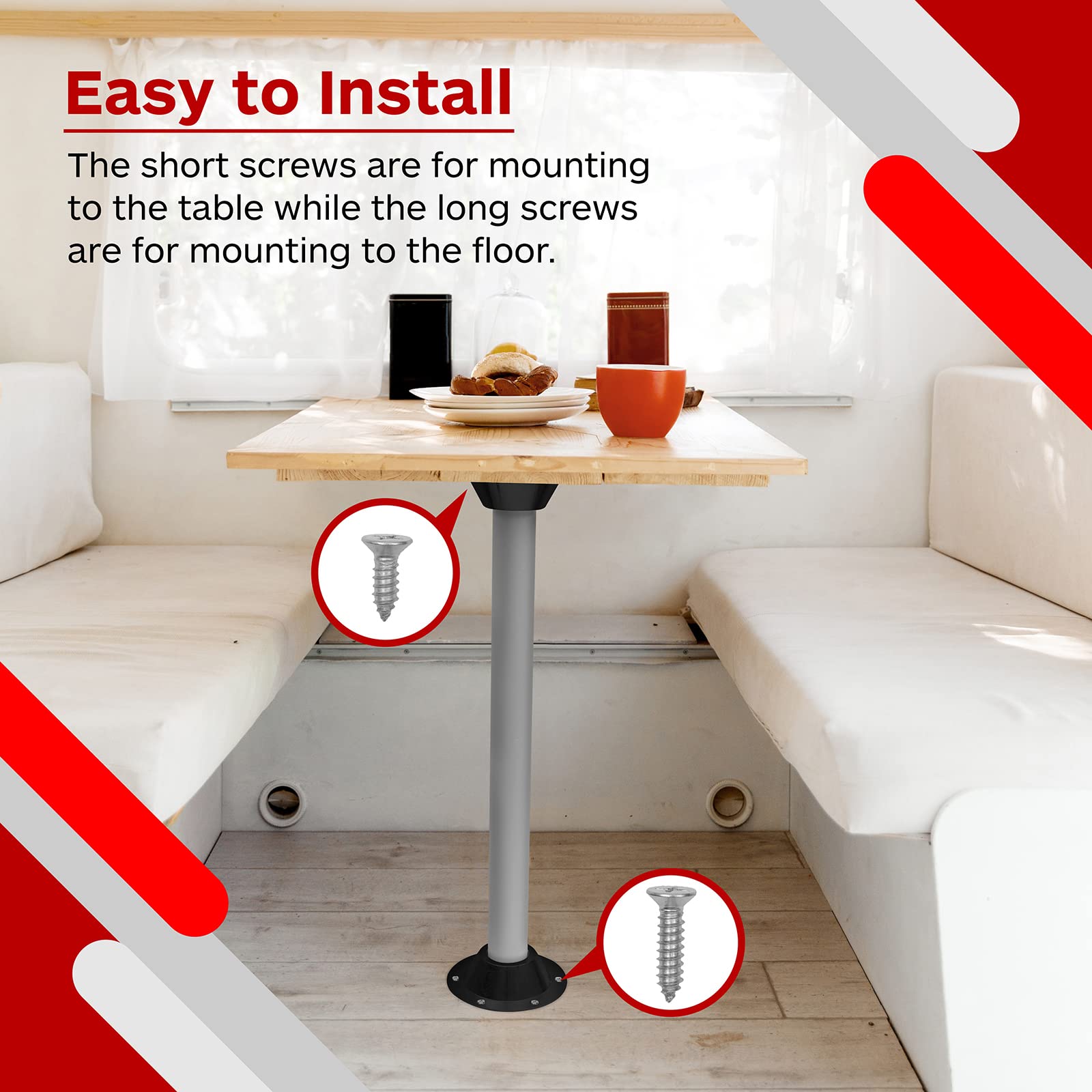 TonGass (2Pack Black RV Table Base (Standard Size) Aluminum Pedestal Table