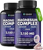 Vista 1 de Magnesium Complex 2,150MG, High Absorption Capsules with Magnesium Glycinate, Citrate & Malate, Plus Vitamin B6, B2, Folate & Beet Root, Vegan