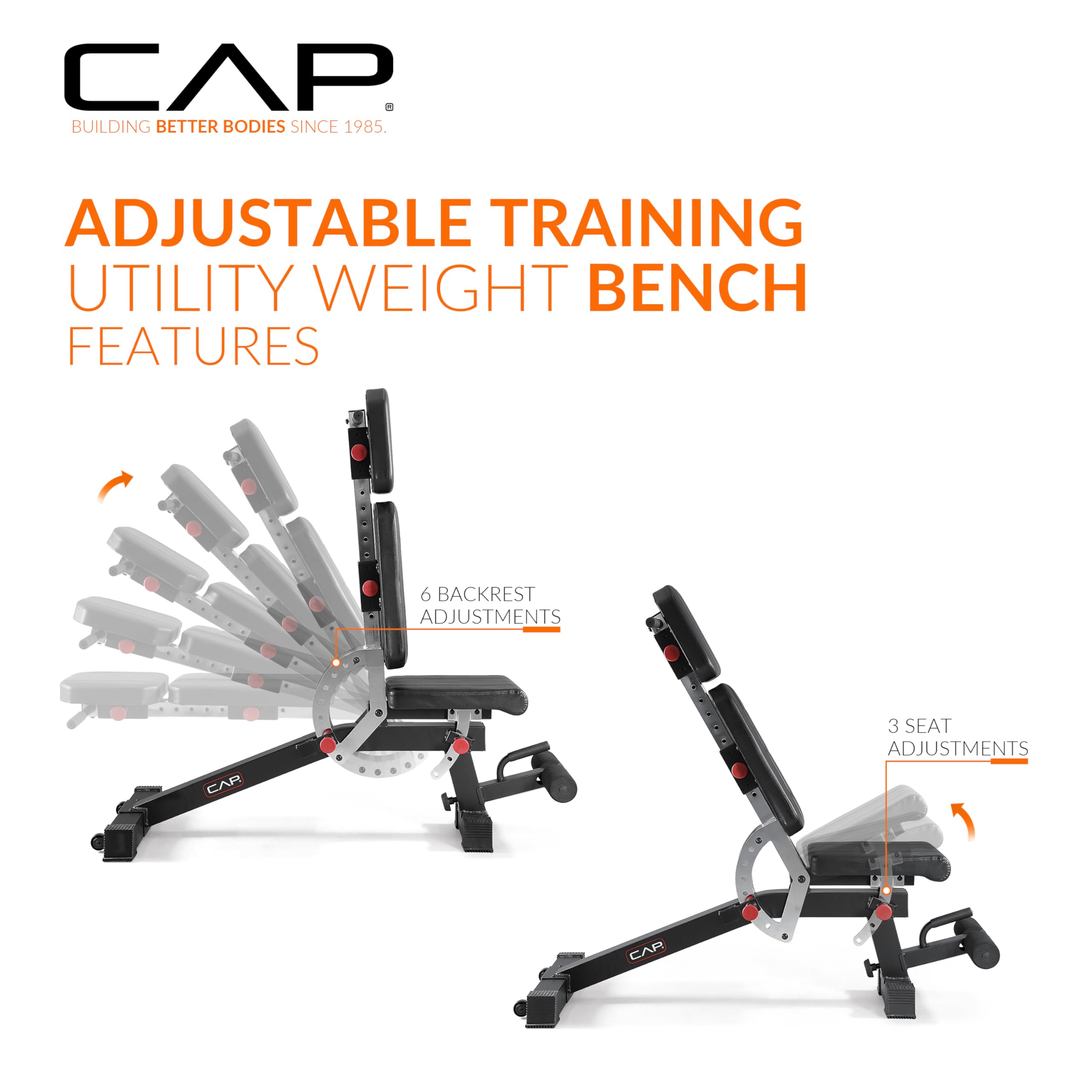 Adjustable Training Utility Weight Bench | Multi-Position Incline Bench with 6 Backrest Adjustments, Leg Anchor, Wheels & 600 LB Capacity | Home Gym Strength Bench