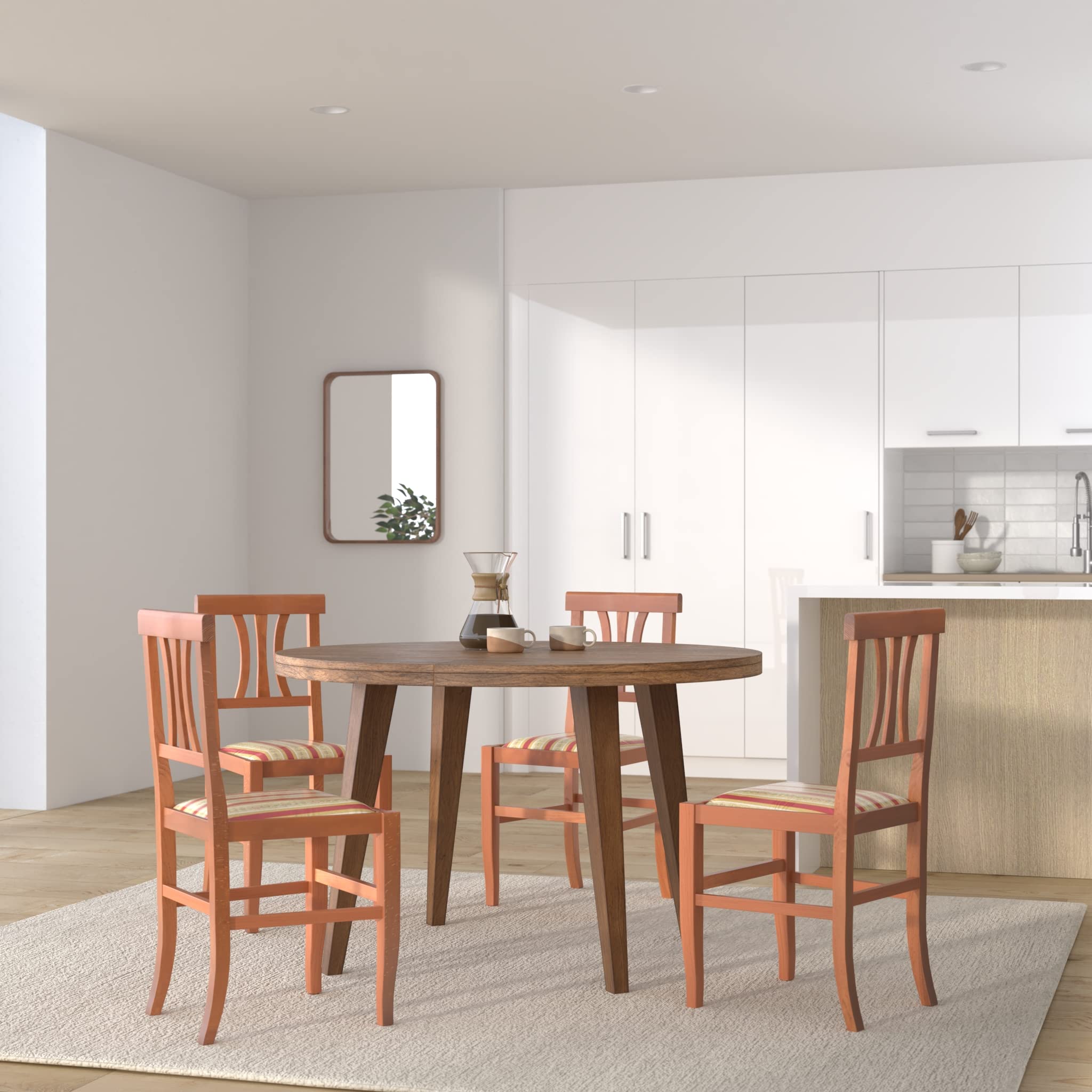 t m c s Tommychairs - Set 4 sillas Artemisia para Cocina y Comedor, Estructura en Madera de Haya Color Nogal Claro y Asiento en Tela lisere roja
