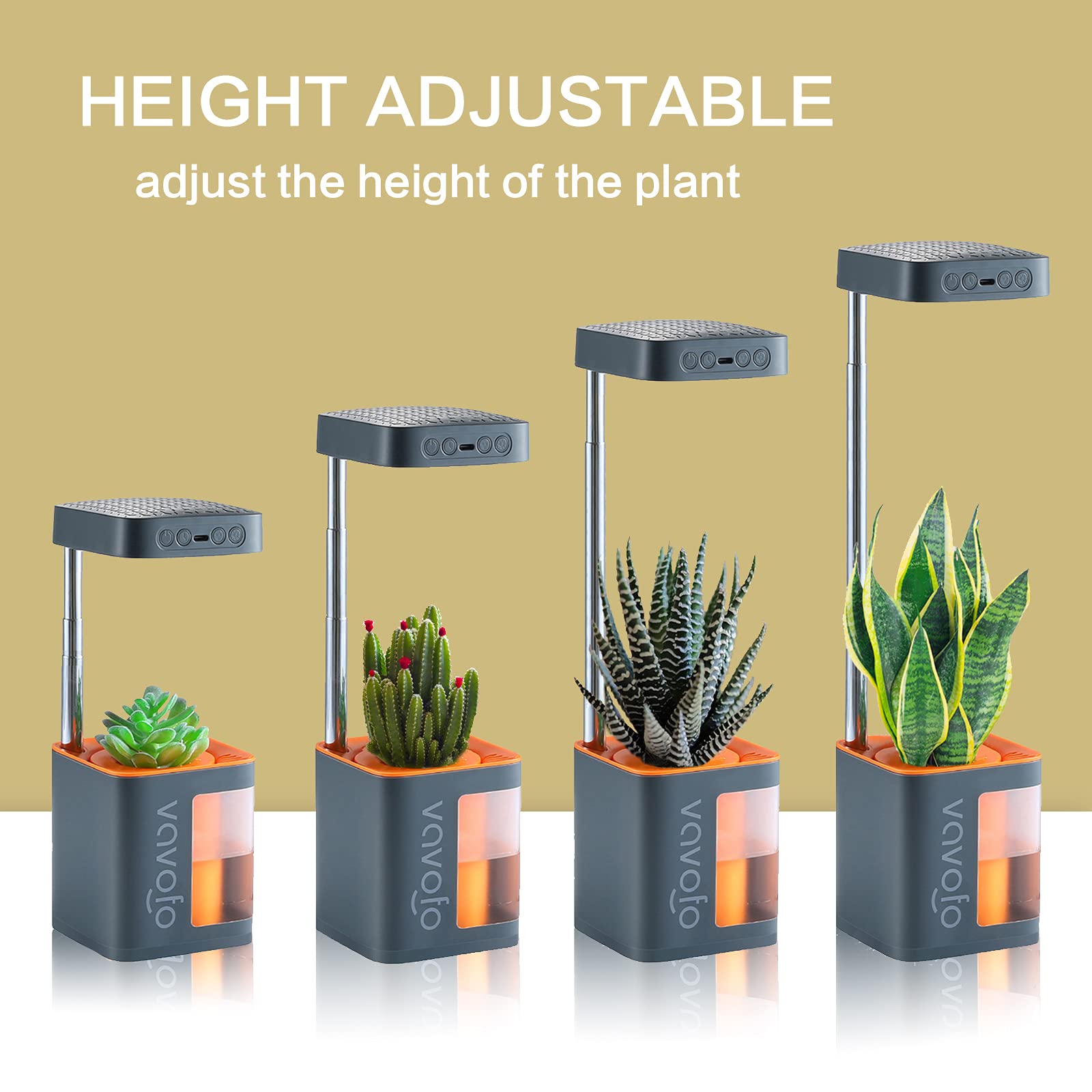 Amazon.com : Small Grow Light, Vavofo Mini Desk Plant Light with Planter,  Height Adjustable,Germination System, Automatic Timer, Full Spectrum for  Indoor Plants, Orange : Patio, Lawn & Garden