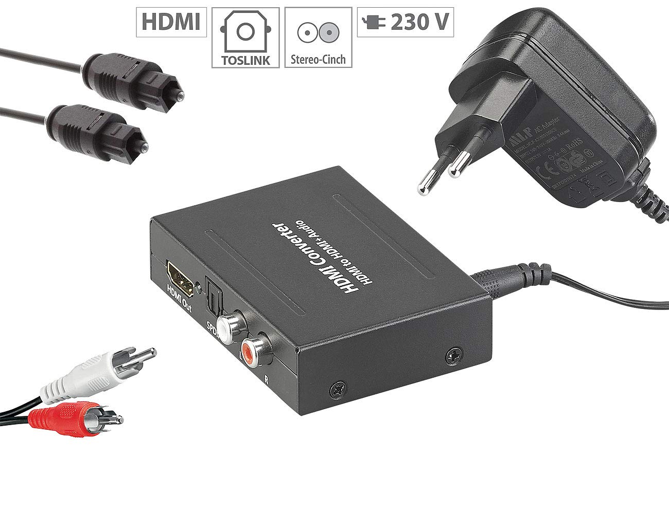 auvisio HDMI-Audio-Konverter mit Cinch- und Toslink-Kabel
