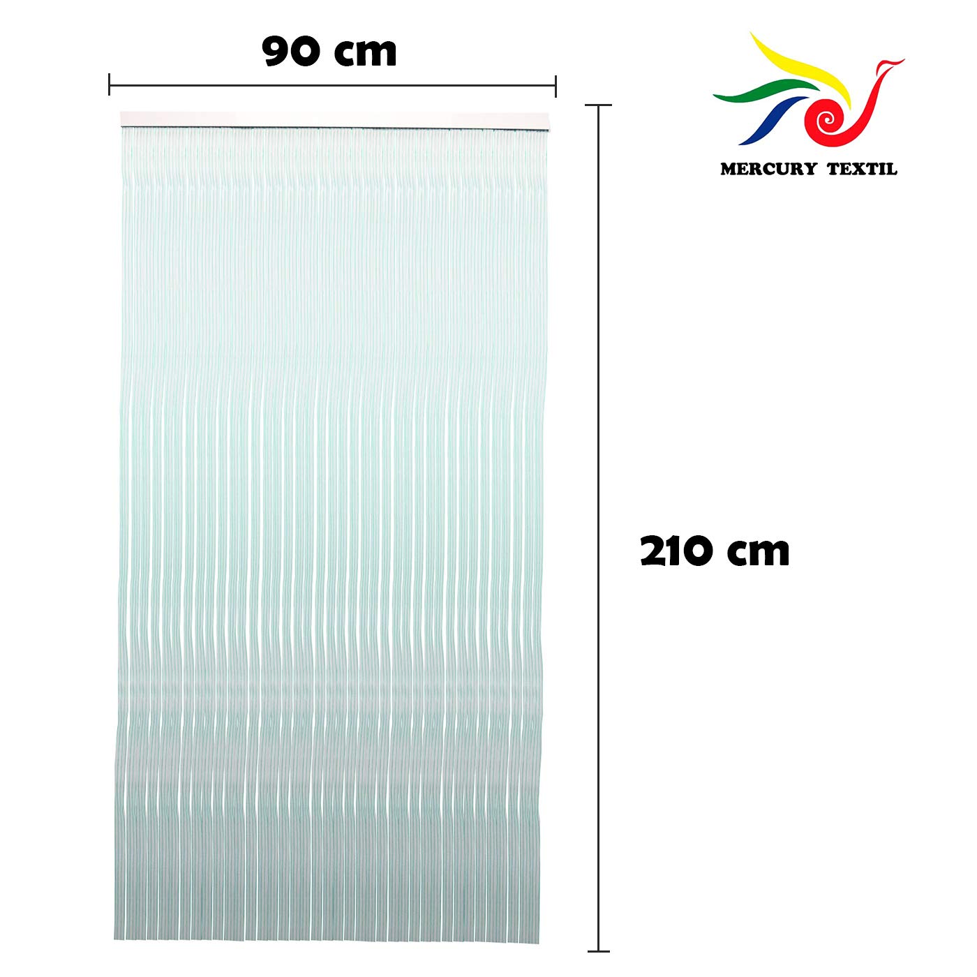 MERCURY TEXTIL Tenda per Porta Strisce PVC 210 x 90 cm, Tenda per Porta Esterna (Trasparente+Filo Verde P7)