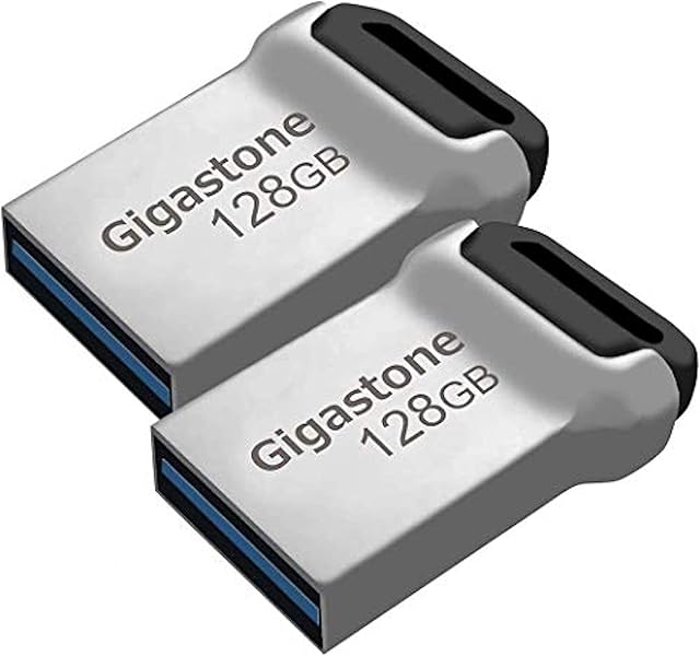 Gigastone Z90 [2-Pack] 128GB USB 3.1 Flash Drive, Mini Fit Metal Waterproof Compact Pen Drive, Reliable Performance Thumb Drive, USB 2.0 / USB 3.0 Interface Compatible