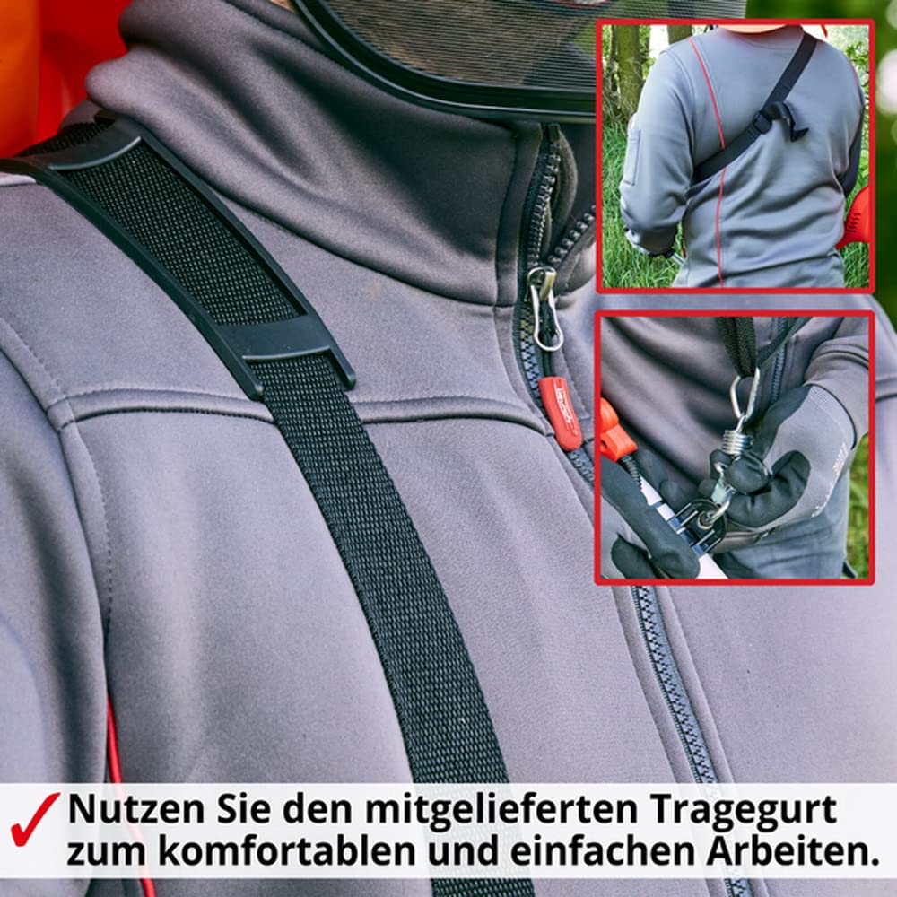 HECHT Elektro Freischneider Motorsense - leistungsstark mit 1400 Watt - 42 cm und 25,4 cm Schnittkreis - inklusive Doppel Faden Spule und Metall 3-Zahnmesser - leichte Handhabung, Antivibrationsgriff