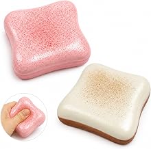 2PCS Toast Decorative Figures, Bread Shaped Desk Decoration, Strawberry and Cream Design, Decorative Collectible Objects for Home Office Desk and Shelf, Gift Idea for Adults
